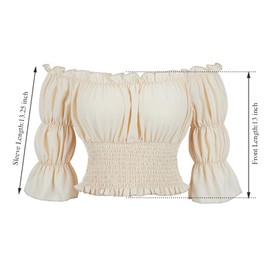 Renaissance Shirt Women Pirate Costume Womens Pirate Shirt Outfit Renaissance Blouse Crop Top Beige-S