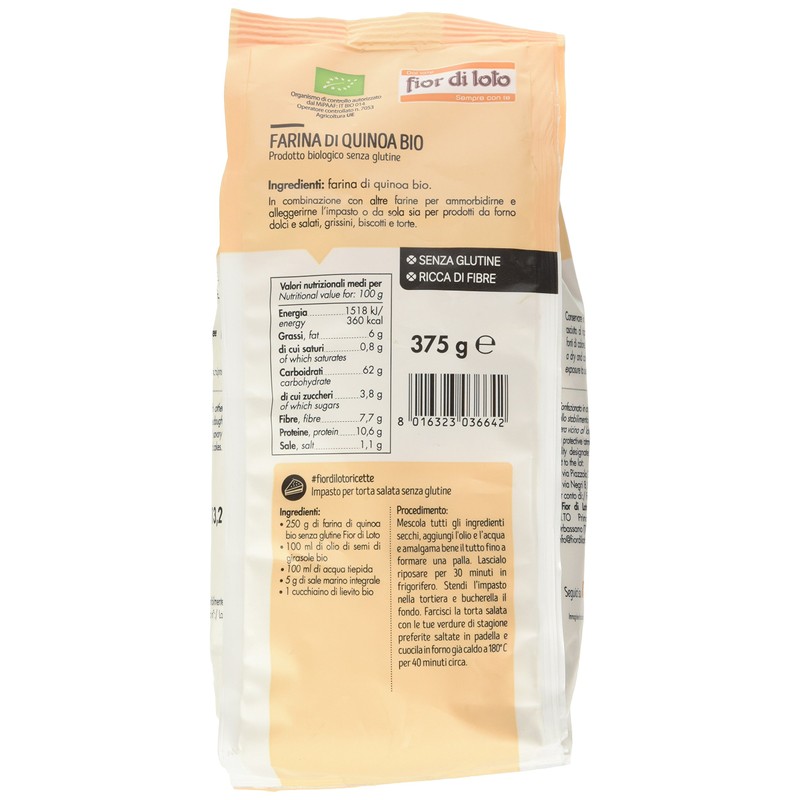 Fior di Loto Farina di Quinoa senza Glutine, 375g