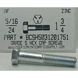 AMERICANINTEGRATEDSUPPLY.COM 5/16-24x1-3/4 Hex Head Cap Screws Grade 5 Steel Zinc Plated (10)