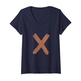 Womens Creative Bold Leather Letter X - Design - Alphabet - Marker V-Neck T-Shirt