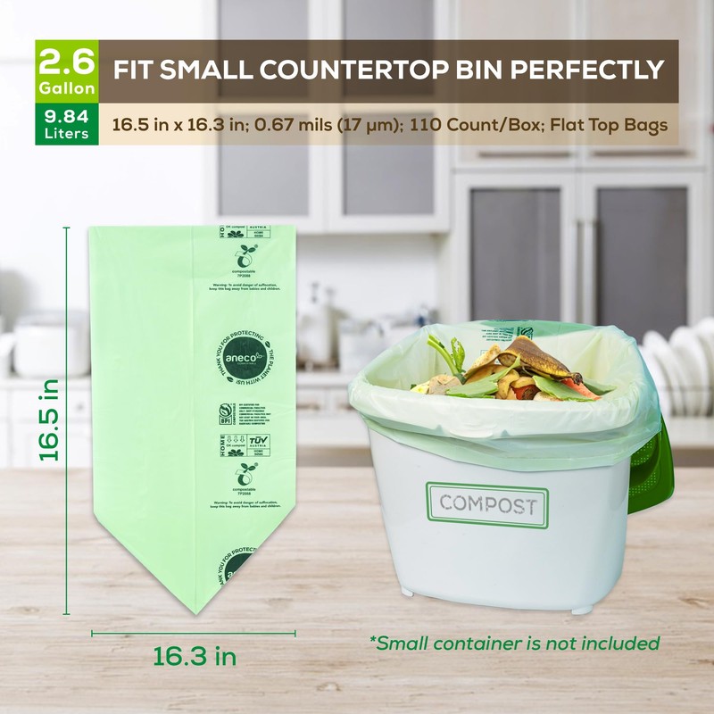(Include 10 Bonus Bags) ANECO 100% Compostable Waste Bags 2.6