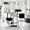 Black and White Hookless Shower Curtain with Snap in Liner,