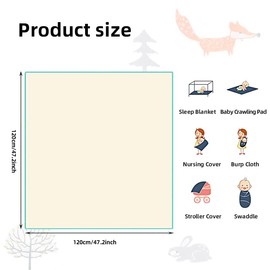 SGAVAHSG Large Muslin Cloths for Baby 120X120cm Muslin Swaddle Blankets Big Muslin Squares and Nursing Cover for Newborn Infant 47" X 47'', Pack of 1