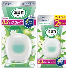 Shoshu-Riki Toilet Compact [Bulk Purchase] For Toilets, Standing Type, Green Fruity Main Unit + 2 Replacement Set of 2, Deodorizer, Deodorizer, Air Freshener