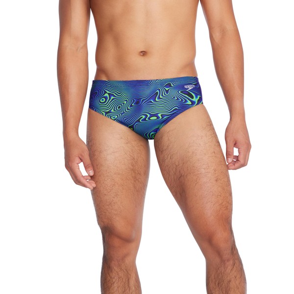 Speedo Vibe Men's Printed One Brief 1" - Neon Depths