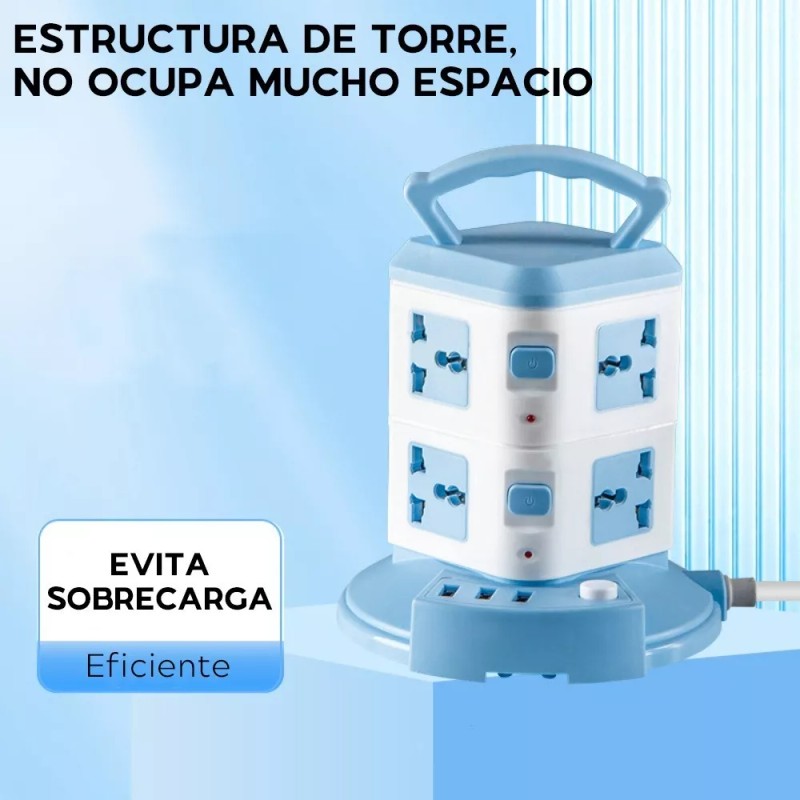 Maíz Multicontacto Supresor Picos Torre Cargador Usb Escritorio