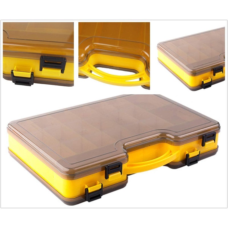 Double-Sided Fishing Lure Hook Tackle Box 44 Slots Plastic Clear