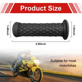 Motorcycle Hand Grips, 7/8" Vintage Non-Slip Rubber Handlebars, Soft Motorbike Thruster Grip for Hand Comfort, Universal Accessories for Motocross Scooter Dirt Bike (Black)