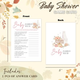 Nuhany Fall Baby Shower Games, 5"×7" Little Pumpkin Baby Family Feud Cards for Guests, Thanksgiving Gender Neutral Party Supplies for Decorations Favors-25 Pcs - A03