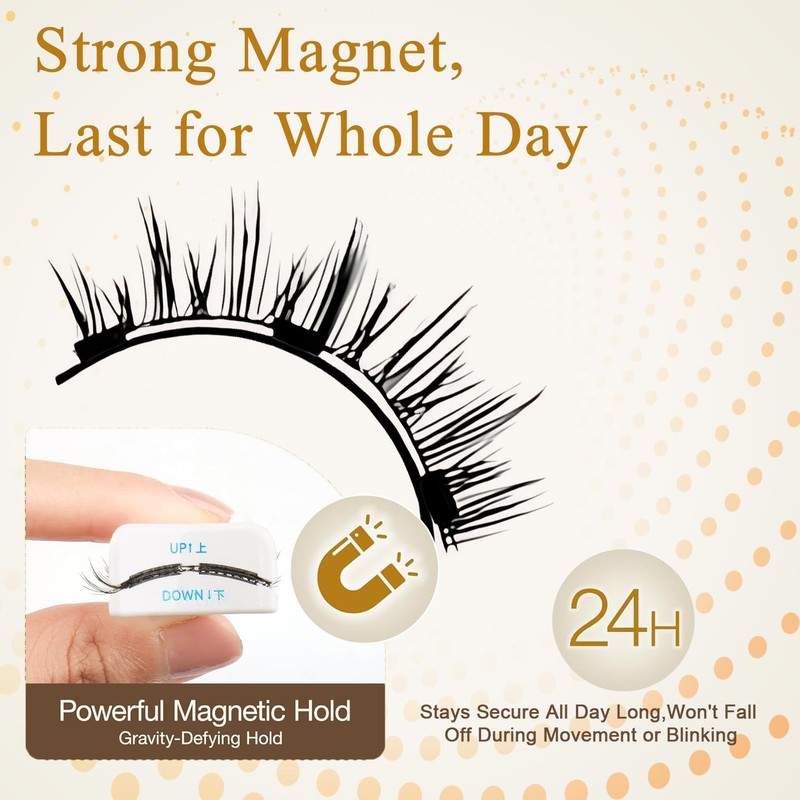 Ginani Magnetic Lashes,Magnetic Eyelashes with applicator Natural Look,Reusable No Glue