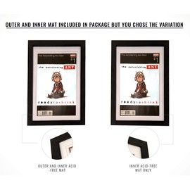 WKG BRANDS Comic Book Frame, 2 Pack, MDF Wood Frame with Acid-Free Matting for Comics up to 6 3/4" x 10 1/4” with Comic Book Bags and Sleeves, 98% UV Polycarbonate Protection (BLACK FRAME. GRAY MAT)