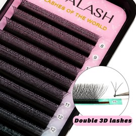 VAVALASH 3D Double Tips W Shape Eyelash Extension 3D WW Premade Fans 0.07 C Curl Volume Lash Extensions Easy Fanning False Lashes Matte Black Volume Premade Cluster W Lashes(WW-3D-0.07-C-8-15mm）