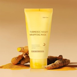 Máscara de envoltura nocturna de cúrcuma, gel facial despegable, rica en vitamina C y retinol de larga duración, hidratante y bloquea la humedad, masc