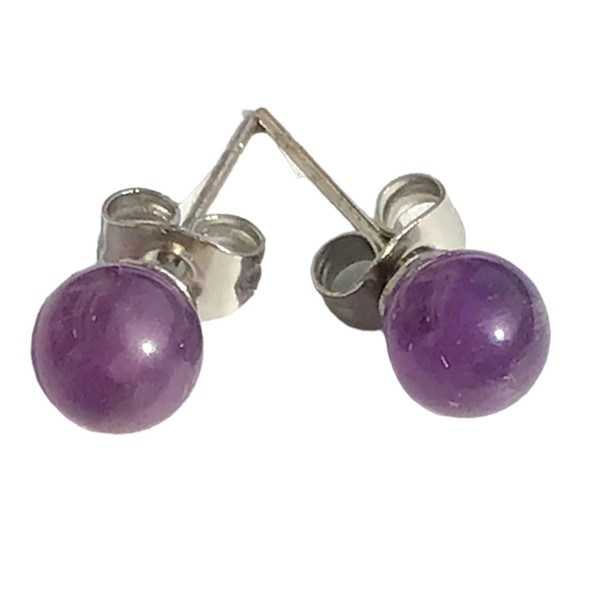 Gemstone Pearl Stud Earrings | 6 mm | in Velvet