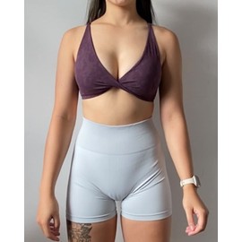 AUROLA Venus Sports Bras for Women Backless Strappy Workout Bra Removable Padded Low Support Gym Althletic Fitness Yoga Crop Top, Floral Purple, XS