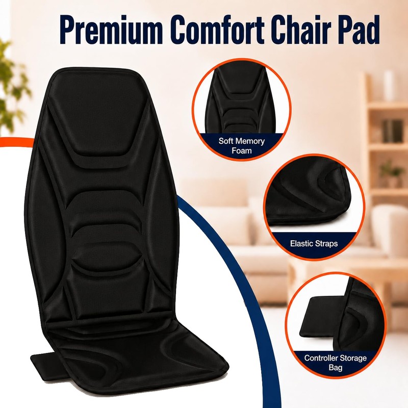 Vibration Massage Seat Cushion with Heat, Back Massager for Chair