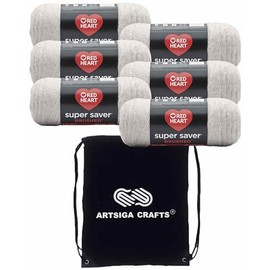 Red Heart Super Saver Brushed Soft Mink E309-5030 (6-Skeins - Same Dye Lot) Worsted Medium #4 Acrylic Yarn for Crocheting and Knitting with Project Bag
