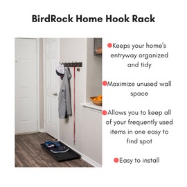 BirdRock Home Hook Coat and Hat Rack - 6 Hooks - 27 Inches - Wall Mount - Decorative Home Storage - Entryway Foyer Hallway Bathroom Bedroom Rail - Oil Rubbed Bronze Hooks - Dark Brown