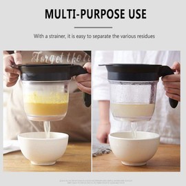 4 Cup Gravy Fat Separator With Bottom Release, Oil Separator for Cooking with Oil Strainer, Kitchen Gadgets Grease Separator with Multifunctional Peeler