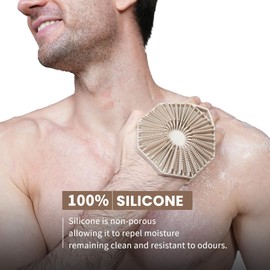 iTokGoK® Silver-Infused 2-in-1 Silicone Body Scrubber, Double-Sided Design Body Brush Silicone Scrubber Exfoliating Brushes for Sensitive Skin for Showering for Women Silicone Loofah- Sand Pink