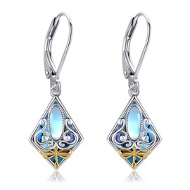 Dragonfly Earrings 925 Sterling Silver Abalone Shell Dragonfly Drop Dangle Earrings Filigree Leverback Earrings Jewelry Gifts For Women