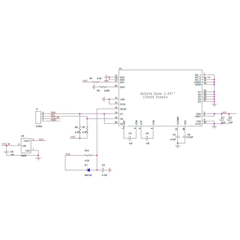 Hailege 0.96 Inch I2C IIC OLED LCD Display 128 x
