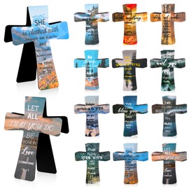 48 Pcs Magnetic Bookmarks Christian Bible Gift for Mother's Day Book Markers Religious Bible Verses Cross Magnetic Page Clips for Women Student School Church Reading Gifts (Landscape)