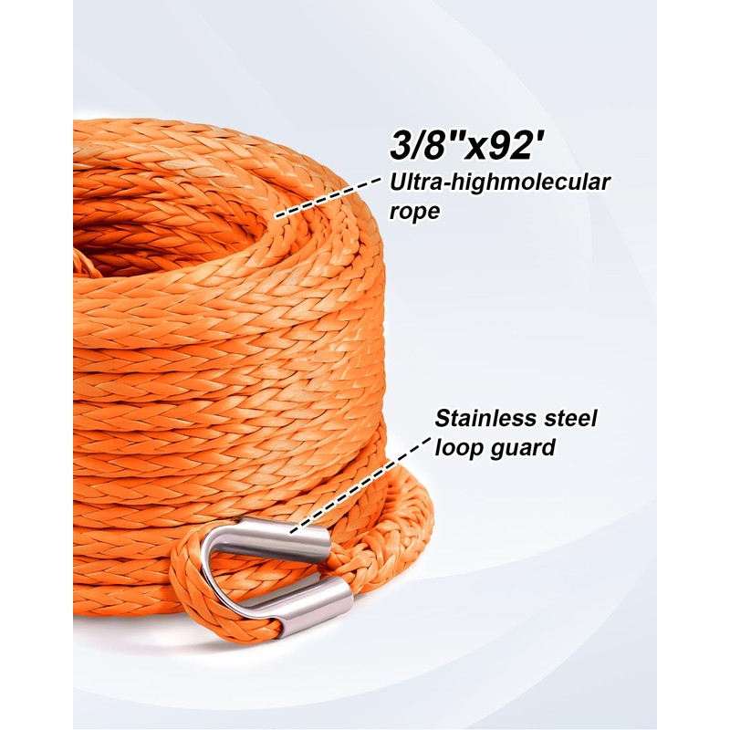 Kolvoii Winch Rope Extension 3/8 Inch x 92 Ft 26,500