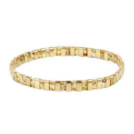KELITCH Tila Beads Stretch Bracelets Colourful Friendship Bracelets Stackable Jewellery Women's Bangle, Glass, No-Gem-Tye