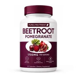 Beet Root + Pomegranate Supplement with 1200mg Beetroot & 500mg Pomegranate Extract, for Nitric Oxide Support, Healthy Circulation, Energy & Performance, 60 Capsules