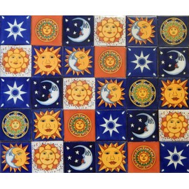 100 Mexican Tiles 4x4 Handpainted Hundred Pieces Sun Moon Star Designs