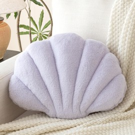 Znhinery Shell Pillow, Seashell Throw Pillow with Soft Rabbit Plush for Couch Bed, Shell Shaped Decorative Ocean Pillow Stylish Beach Cushion Room Decor Aesthetic for Bedroom Livingroom