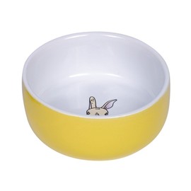 Nobby Rabbit 73750 Ceramic Dog Bowl, Yellow/White