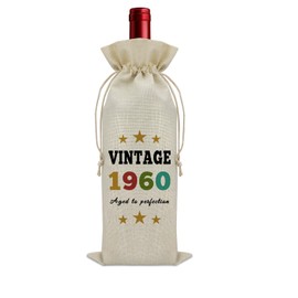 Sazuwu Vintage 1960 Gifts for Women Men Wine Bag Happy 65th Birthday Mom Gifts 65 Year Old Birthday Gifts for Dad Wine Accessories Gifts for Wine Lovers Turning 65 Gifts for Grandma Grandpa