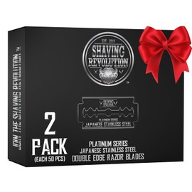 SHAVING REVOLUTION 100 Count Double Edge Razor Blades - Men's Safety Razor Blades for Shaving - Platinum Japanese Stainless Steel Double Razor Shaving Blades for Men for a Smooth, Precise and Clean Shave