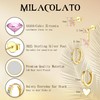 MILACOLATO 4 Pairs Gold Earrings Set for Multiple Piercings, 14K