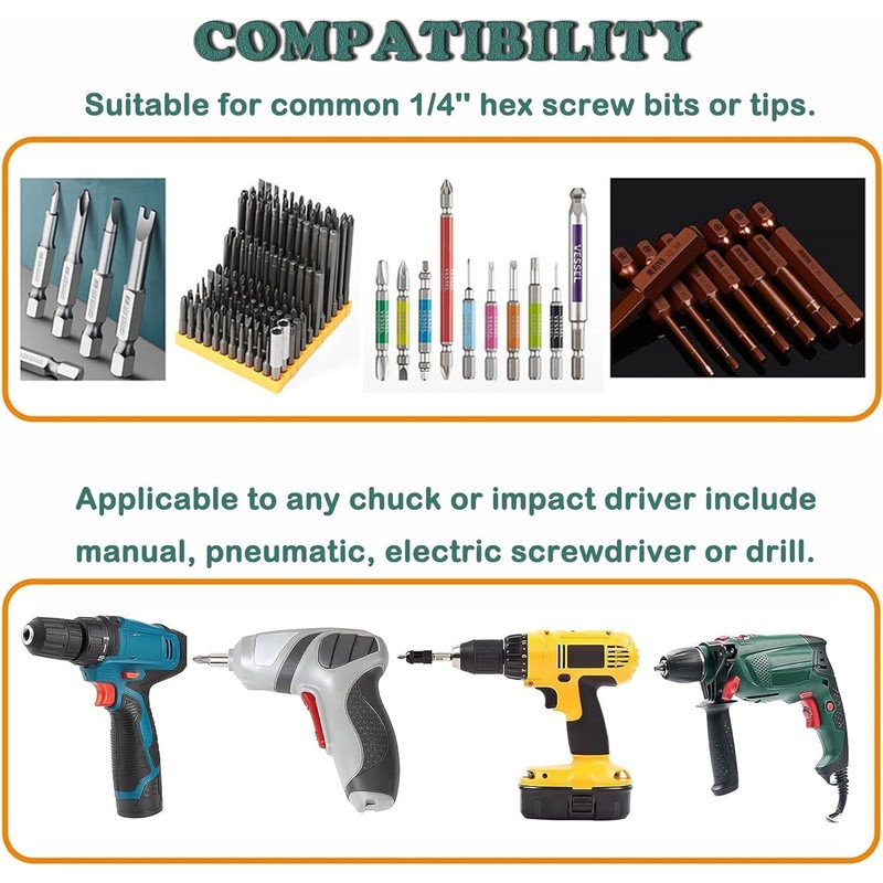 KEWAYO 4PcsMagnetic Pivot Drill Bit Holder, 1/4" Quick Release Magnetic