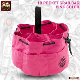 Graintex 18 Pockets Grab Bag Rip-stop Canvas Drawstring Closure, Small Part Organizer Pouch, Small Tools, Screws, Parts, Parachute Tool Bag for Efficient Storage - Pink
