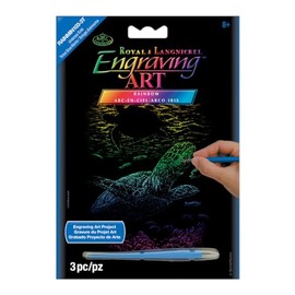 Royal Brush RAIMIN-103 Mini Rainbow Foil Engraving Art Kit, 5 by 7-Inch, Undersea Turtle