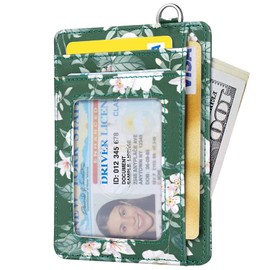Coco Rossi Slim Front Pocket Wallet RFID ID Card Holder Cute Small Wallet with Keychian for Women, Alpine Green