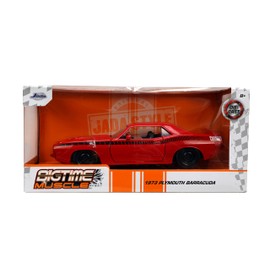 Jada Toys Big Time Muscle 1:24 1973 Plymouth Barracuda Die-cast Car Red/Black, Toys for Kids and Adults