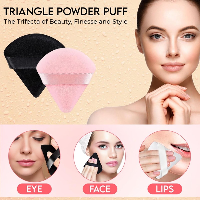 Velvet Duo Soft Reusable Triangle Makeup Powder Puffs 2pcs (Soft