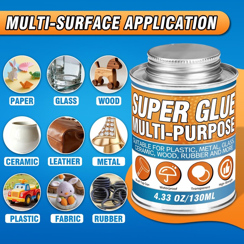 Super Glue with Brush (130ml) - All Purpose Strong Clear