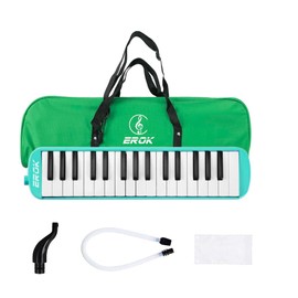 32 Keys Melodica Keyboard Instrument Air Piano Soprano Harmonica with Carrying Bag for Beginners Adults Gift Green