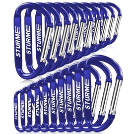 STURME 20 Pieces 2.7 Inch Carabiner Clip Durable Carabiner Hook Small Carabiner Aluminum D-Clip for Fishing, Hiking or Travel