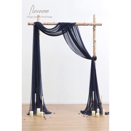 Floroom Wedding Arch Draping Fabric 2 Panels 20Ft Navy Blue Chiffon Fabric Drapes Arbor Drapery Wedding Ceremony Reception Swag Decorations