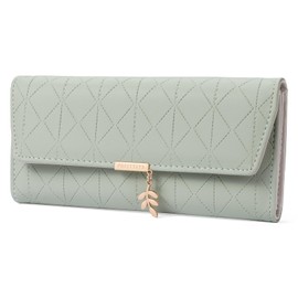 FALAN MULE Women's Purse in Long Format, Large Wallet for Women, PU Leather with 9 Card Slots, Long Purse, Women's Purse Large with Zip, Coin Compartment and Many Compartments, Clutch Bag, mint green