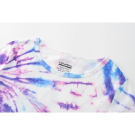 UNICABBIT21 Cutesy On-Trend Blue Purple Tie Dye Spiral Pajamas for Teens Girls Fall Loungewear 2-Piece Long Sleeve & Pants Set Size 6