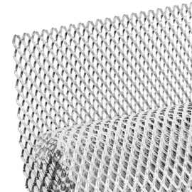 AggAuto Universal 40"x13" Car Grill Mesh - Aluminum Alloy Automotive Grille Insert Bumper Rhombic Hole 4x8mm, One of the Most Multifunctional Shape Grids Silver