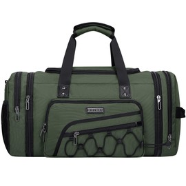 WITZMAN Duffle Bag for Men Nylon Large Gym Weekender Bag with Shoe Compartment Expandable Overnight Bag Carry on Bag (B695 Army Green)